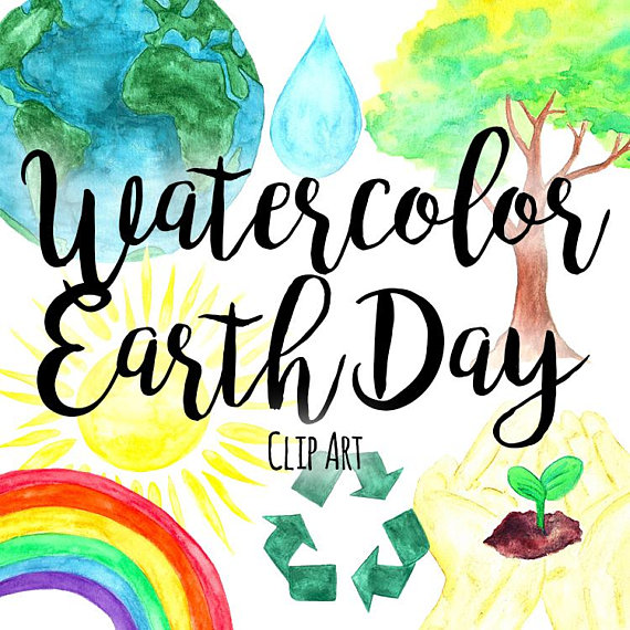 570x570 Watercolor Earth Day Clipart, Environmental Clip Art, Rainbow Clip
