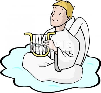 350x323 Angel Playing A Lyre On A Cloud