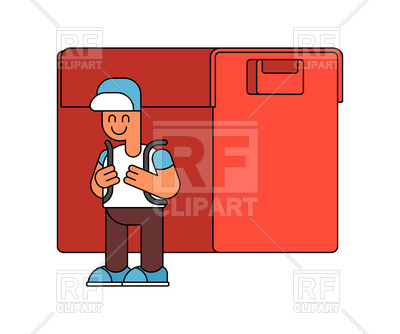 400x334 Back To School. Boy And Big Schoolbag. Royalty Free Vector Clip