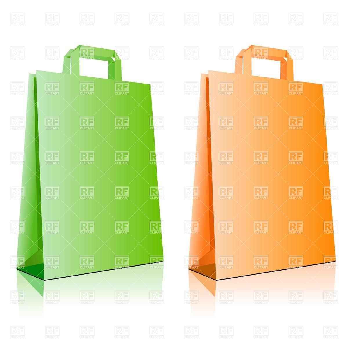 1200x1200 Green And Orange Paper Shopping Bag Royalty Free Vector Clip Art
