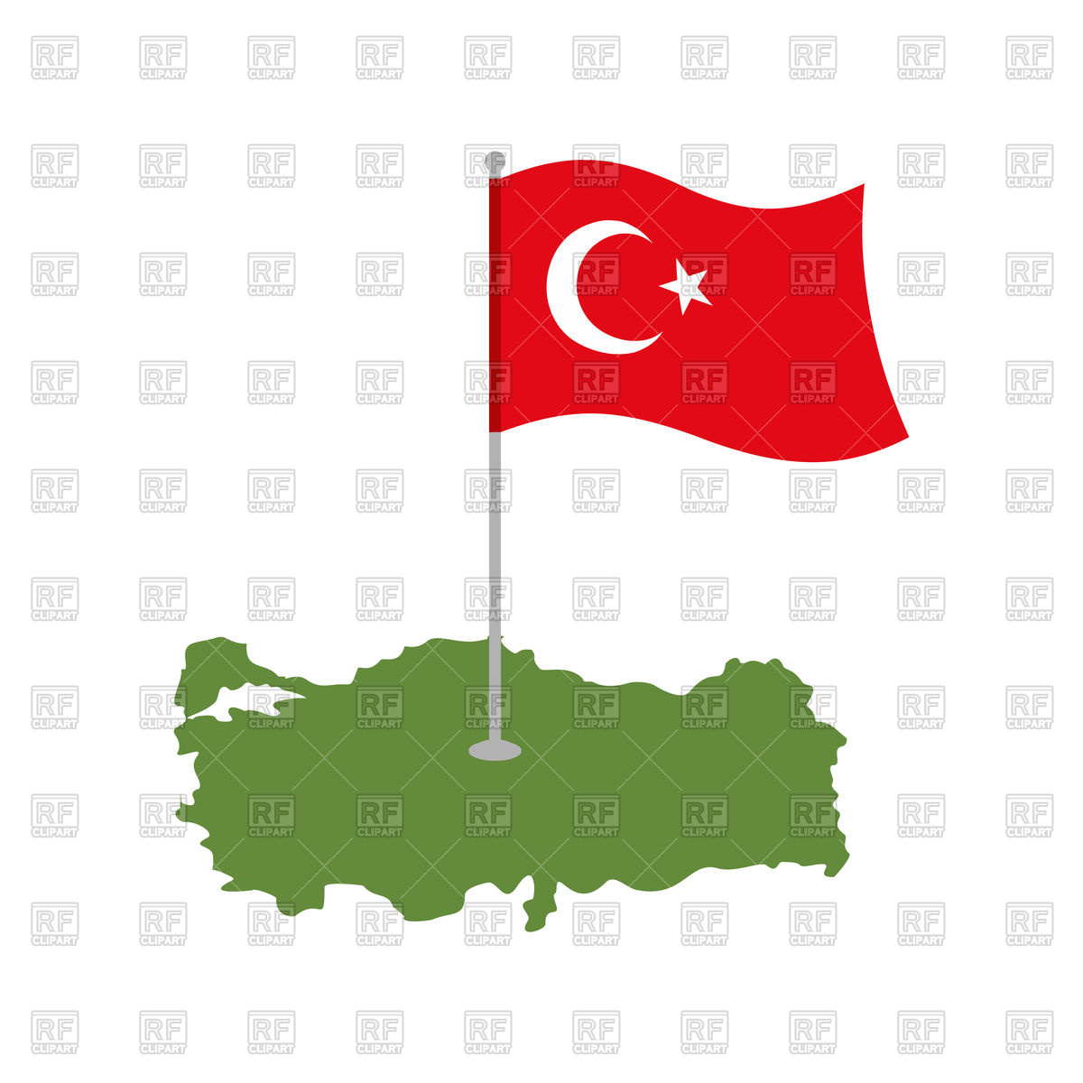 1200x1200 Turkey Map And Flag. Turkish Banner. Royalty Free Vector Clip Art