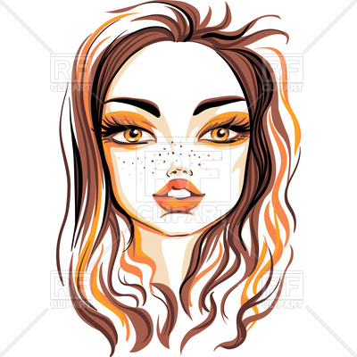 400x400 Hand Drawn Beautiful Redhead Girl Royalty Free Vector Clip Art