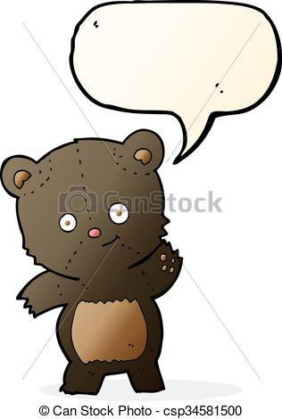316x470 Cute Black Bear Cartoon With Speech Bubble Vector Clipart