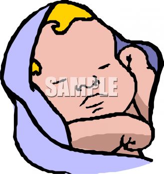 329x350 Image Of A Baby In A Blanket Sleeping In A Vector Clipart