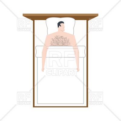400x400 Man In Bed Is Asleep. Sleeping Guy Under Blanket Royalty Free