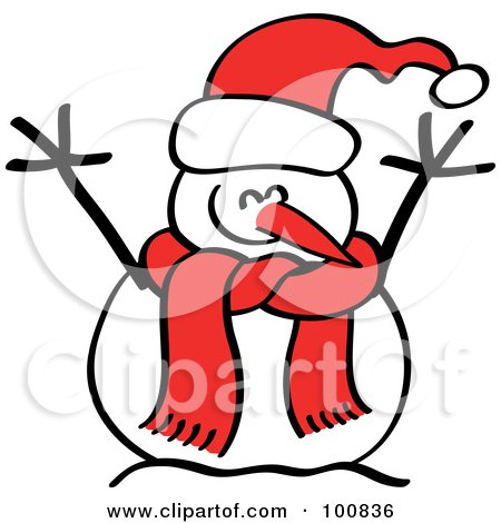 450x470 Clipart Expressive Snowman Shivering