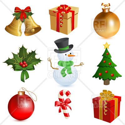 400x400 Christmas Icon Set Bells, Gifts, Holly, Snowman, Candy Cane