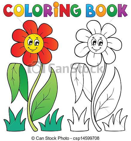 438x470 Coloring Book With Flower Theme 3 Vector Clipart Csp14599708