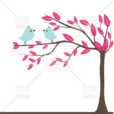 400x400 Couples Birds On Autumn Tree Vector Image Vector Artwork