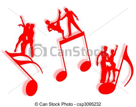 450x354 Music And Dance. Couples Dancing On Notes In Silhouette As Clip