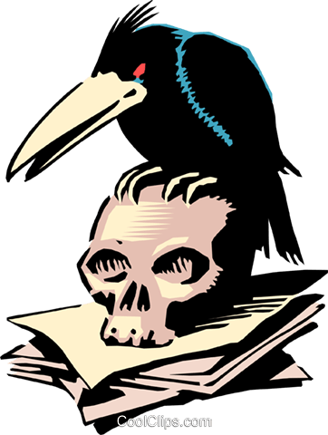 362x480 Cartoon Crow And Skull Royalty Free Vector Clip Art Illustration