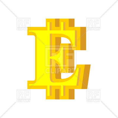 400x400 E Letter Bitcoin Font Royalty Free Vector Clip Art Image