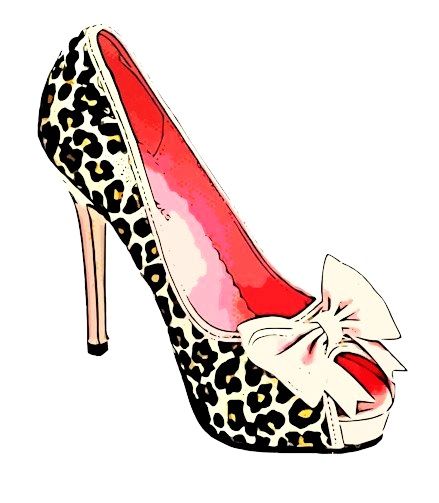 439x503 Womens Fashion Leopard Bow High Heel Shoe Clip Art Digital