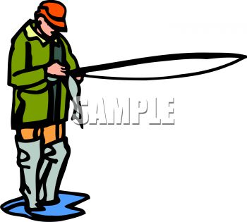 350x315 Royalty Free Clipart Image Fly Fisherman