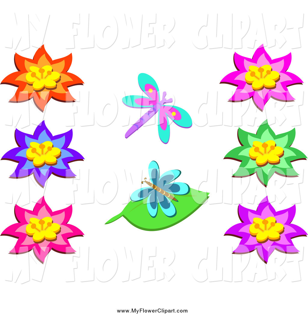 1024x1044 Clip Art Of Bright Flowers And Two Butterflies By Bpearth