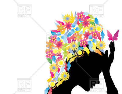 400x308 Head Of Woman With Headdress From Butterflies And Flowers Royalty