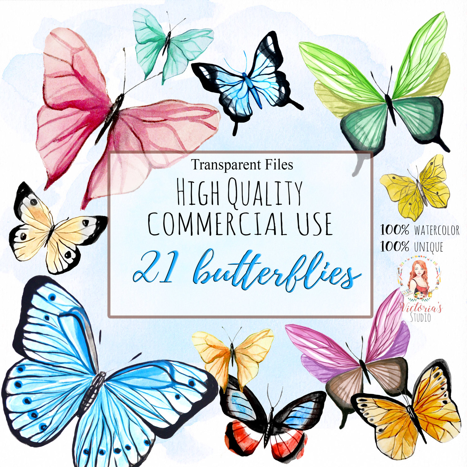 1500x1500 Watercolor Butterflies Watercolor Bundle Watercolor Clipart