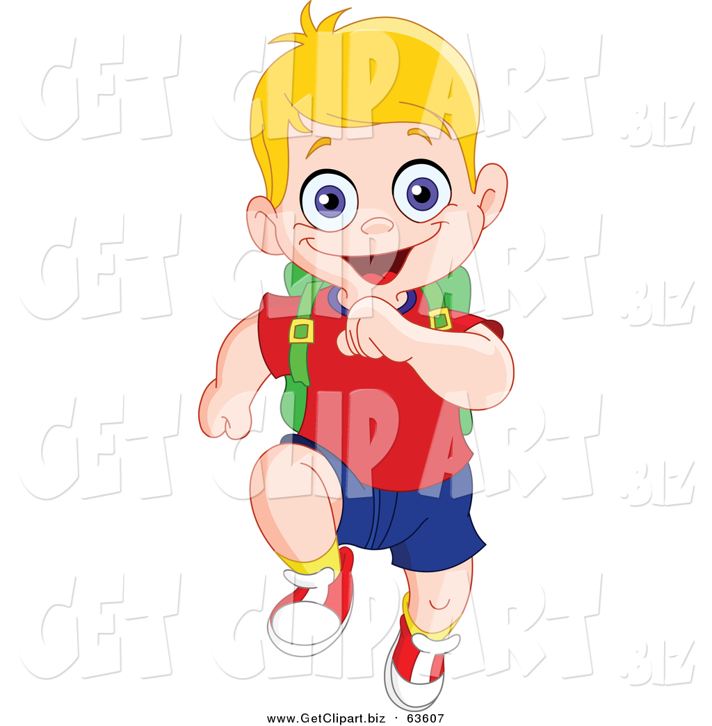 1024x1044 Clip Art Of A Happy Blond White School Boy Running Forward By