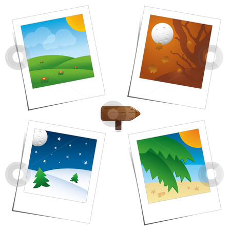 450x450 Four Seasons Scenes. Stock Vector