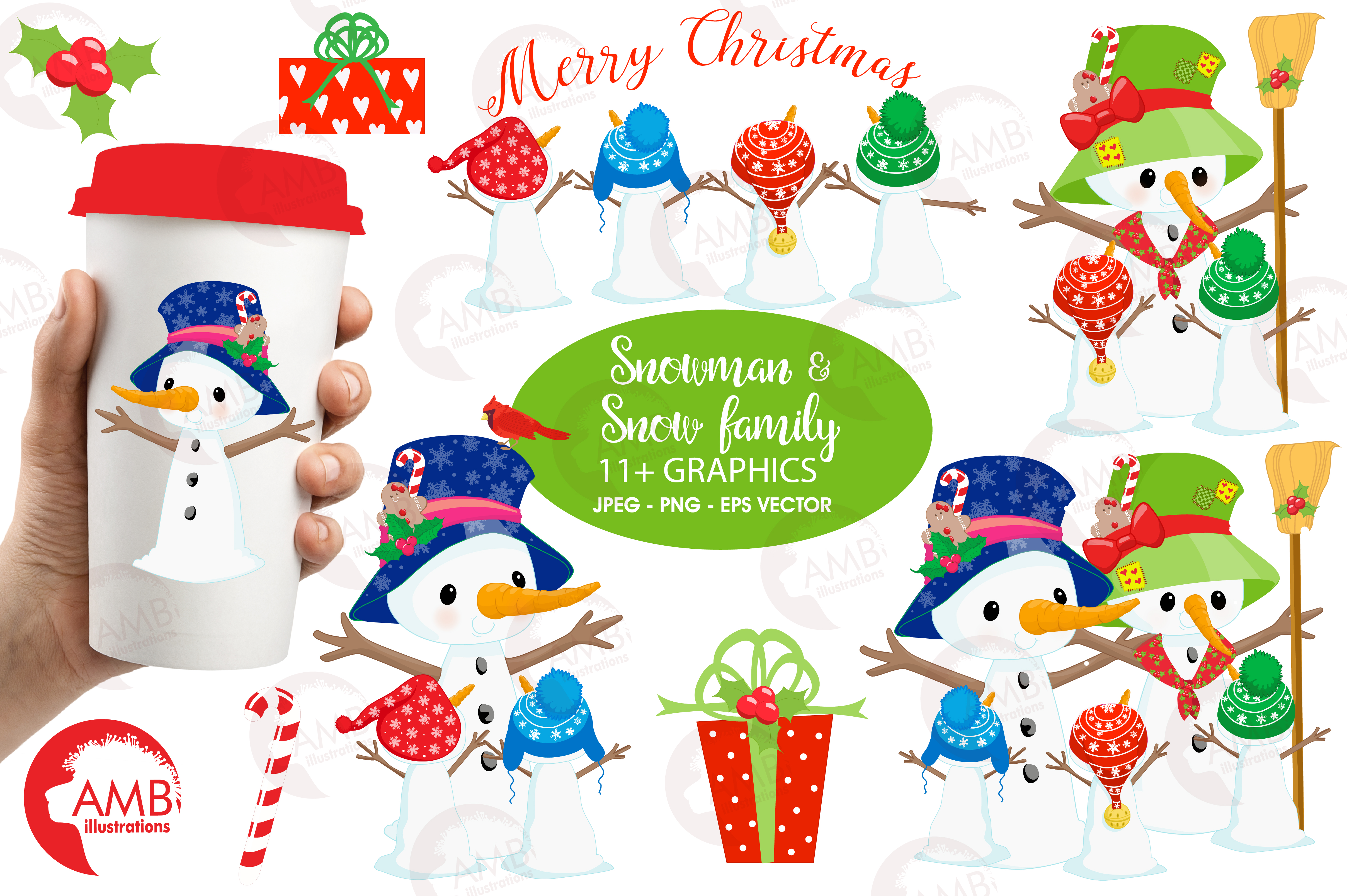 4833x3217 Snowman Clipart, Christmas Clipart, Fro Design Bundles
