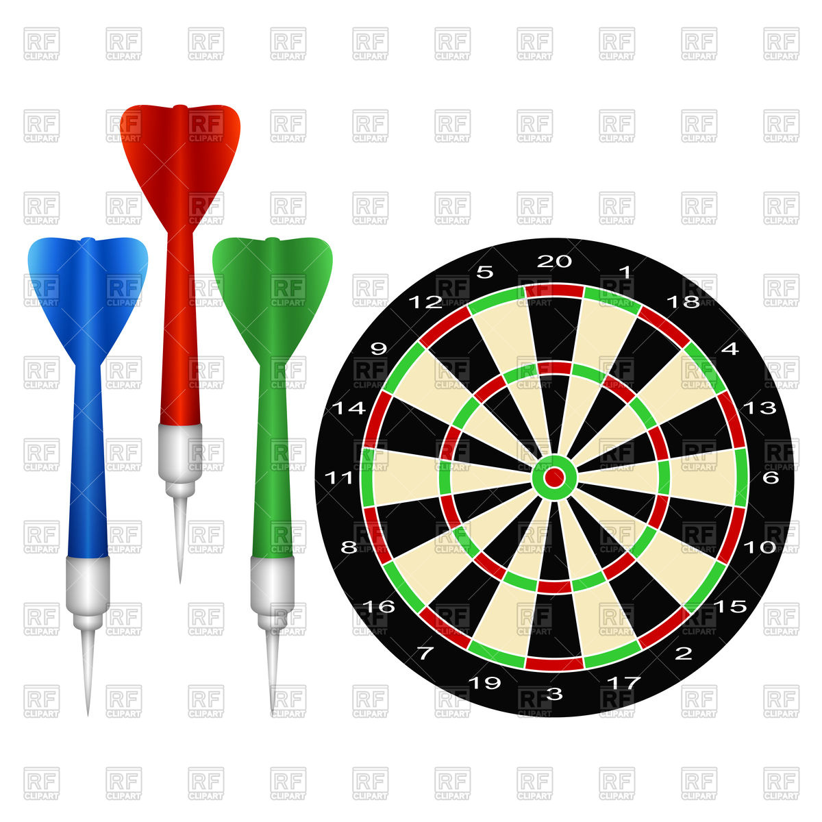 1200x1200 Accessories For The Game Of Darts Royalty Free Vector Clip Art