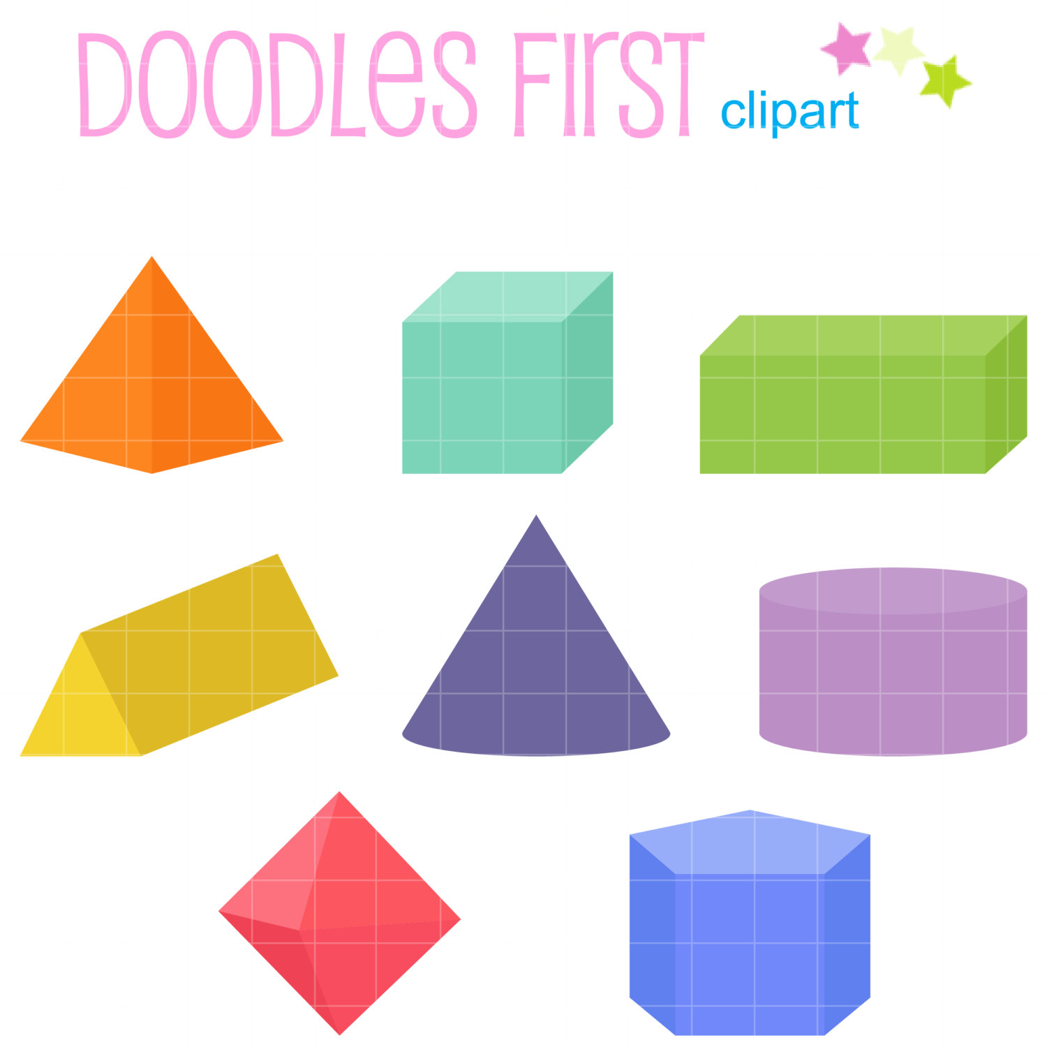 1500x1500 3d Geometric Shapes Clip Art For Scrapbooking Card Making