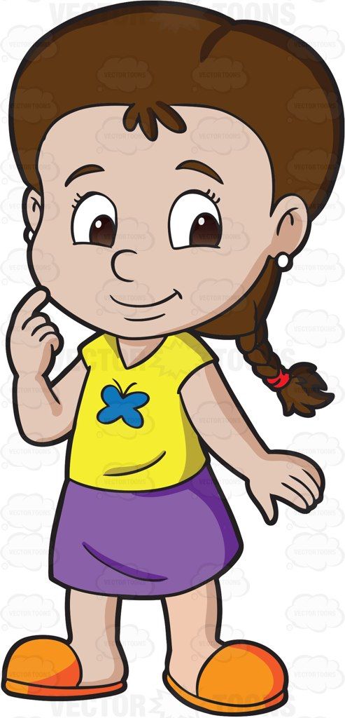 493x1024 A Cute Looking Preschool Girl With Braided Hair Clip Art