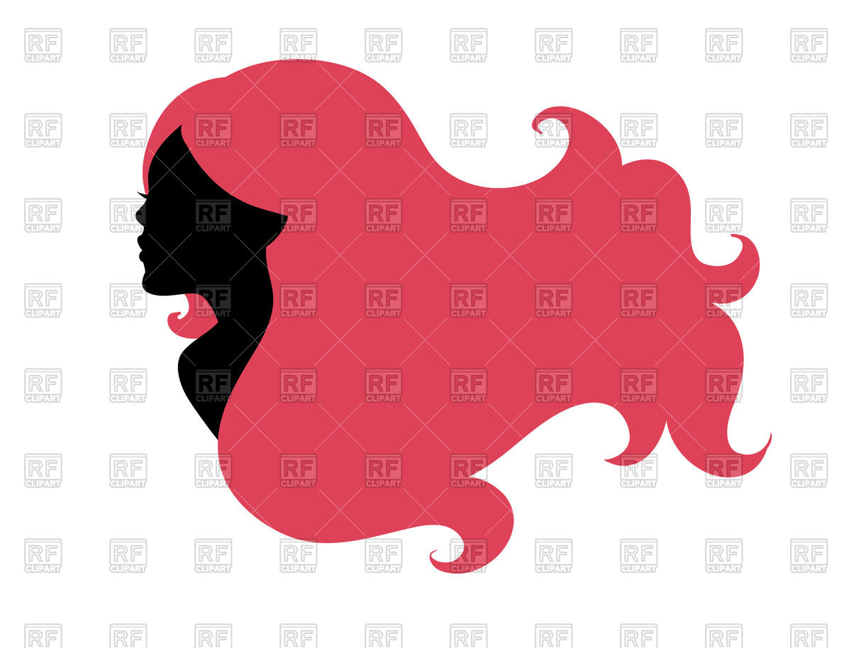 1200x914 Beautiful Woman's Silhouette With Long Pink Hair Royalty Free