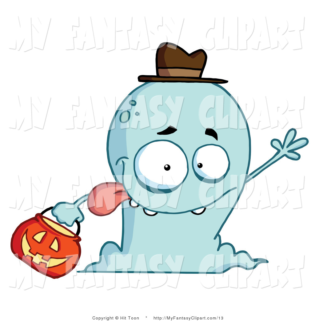 1024x1044 Vector Clip Art Of A Goofy And Friendly Blue Ghost Monster Wearing
