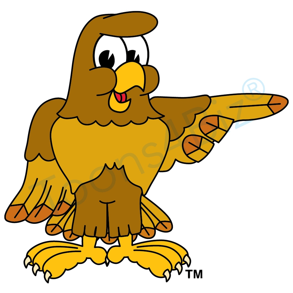 1000x1000 Hawk Mascot Pointing To The Side Clip Art Image