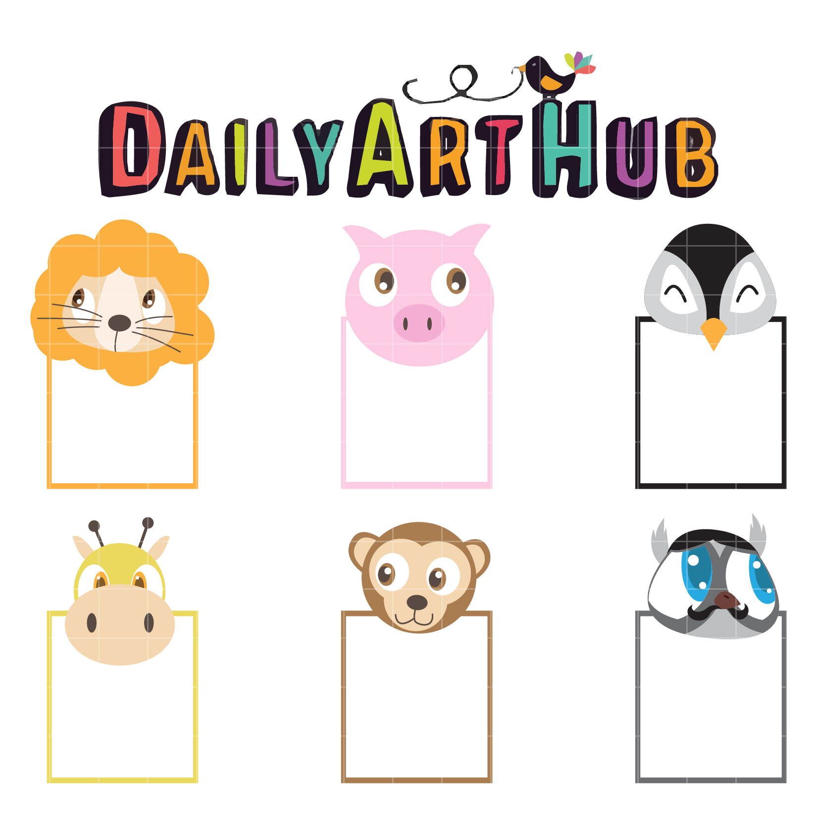 1650x1650 Animal Head Notes Clip Art Set Daily Art Hub Free Clip Art