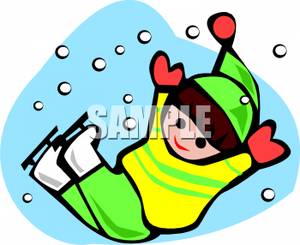 300x245 Clip Art Image A Boy Ice Skating In Snow
