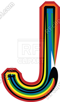 235x400 Colorful Grunge Striped Font Letter J Royalty Free Vector Clip Art