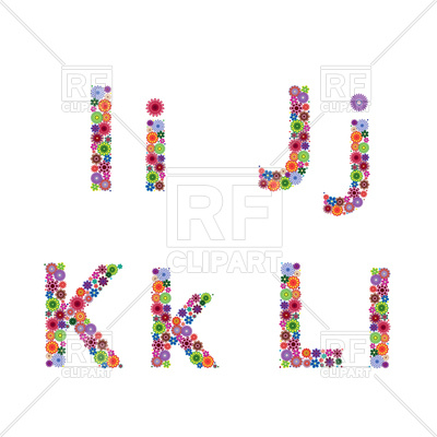 400x400 Floral Letters I, J, K, L Royalty Free Vector Clip Art Image