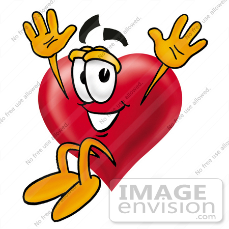 450x450 Clip Art Graphic Of A Red Love Heart Cartoon Character Jumping
