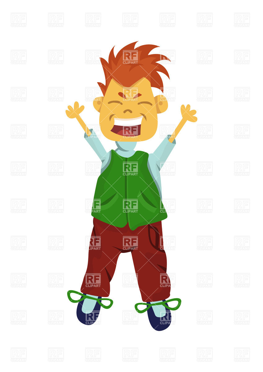 848x1200 Happy Jumping Boy Royalty Free Vector Clip Art Image