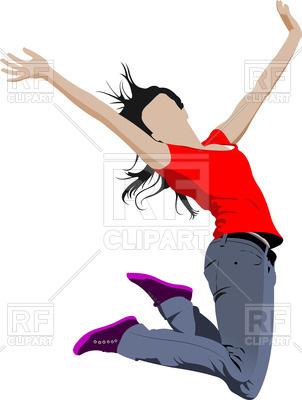 302x400 Jumping Happy Girl Royalty Free Vector Clip Art Image