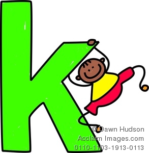 293x300 Clipart Image Of A Happy Little Boy Climbing Over A Giant Letter K