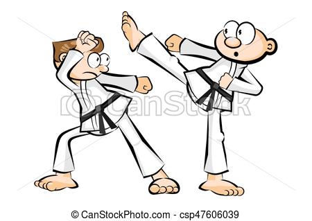 450x319 Karate Fighters Isolated On White Background. Conceptual