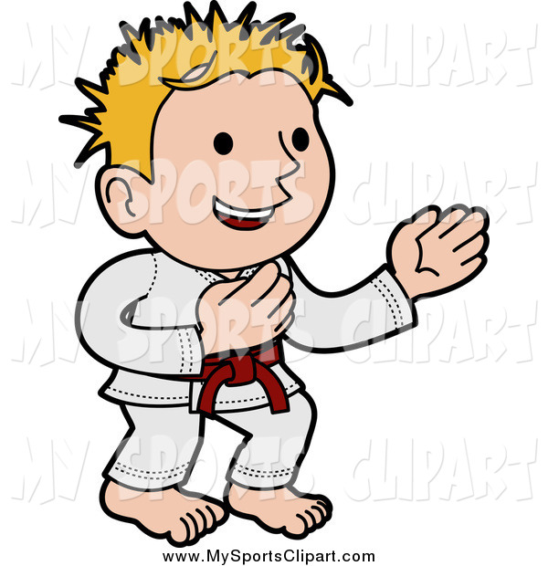 600x620 Sports Clip Art Of A Blond Karate Boy Standing In A Pose By