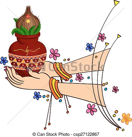 450x468 Lady Holding Mangal Kalesha Vector Art Clip Art Vector