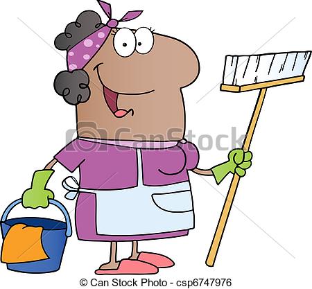 450x417 African Amerikan Cleaning Lady Cartoon Character Clip Art Vector