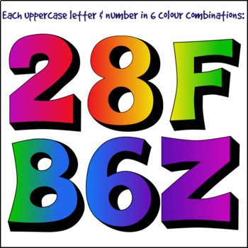 350x350 Chunky Rainbow Alphabet Letters And Numbers Clip Art By Catcarolines