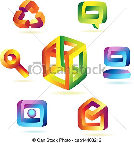 442x470 Magic Icons. Paradoxical Icons Of Iridescent Colors. Vector
