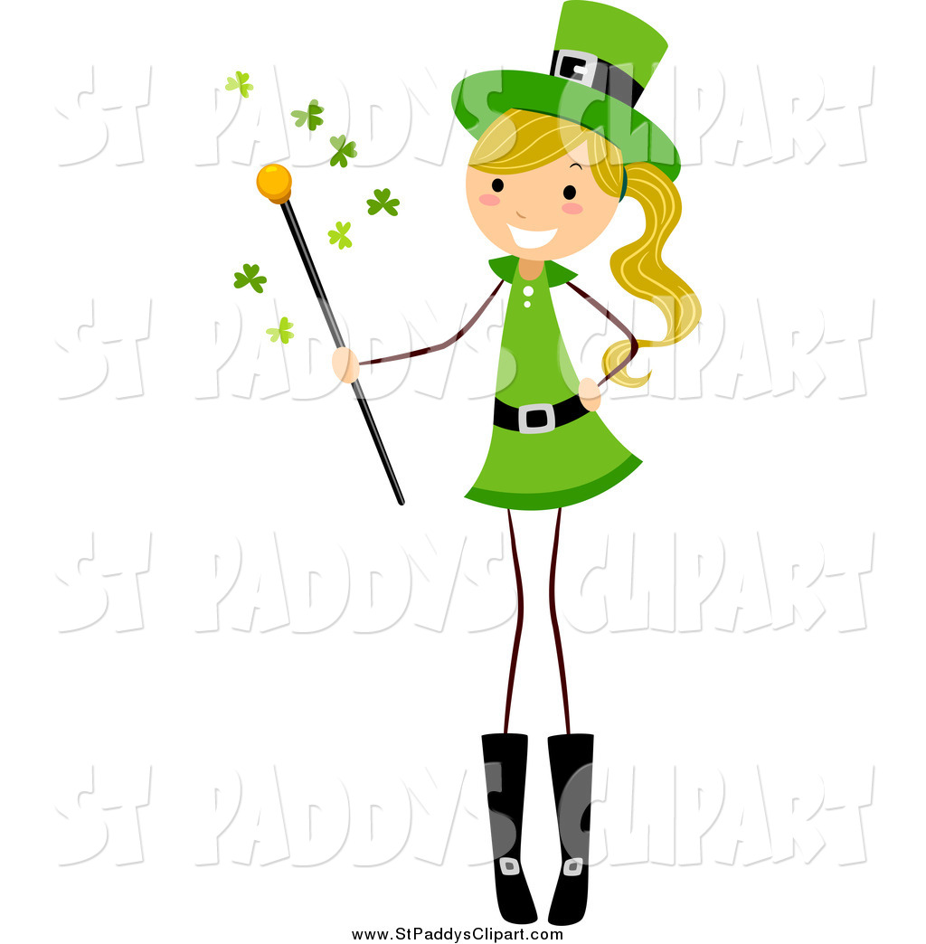 1024x1044 Vector Clip Art Of A St Paddys Day Stick Girl Holding A Magic Wand