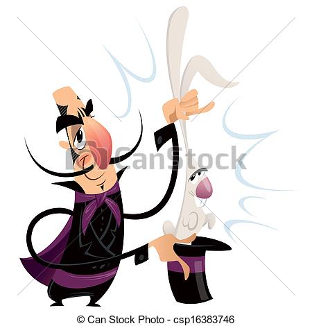 450x470 Magician Taking A Rabbit Out Of A Hat. Magician In A Black