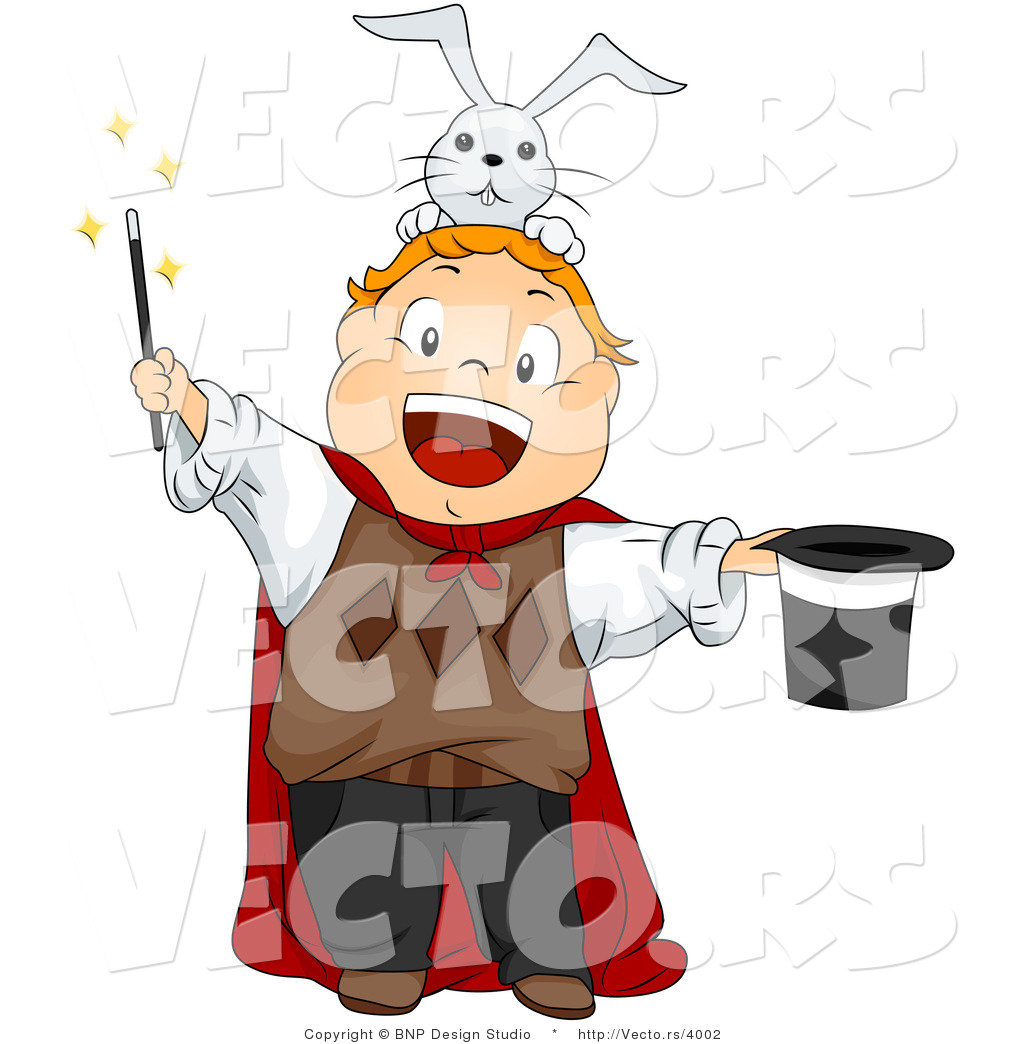 1024x1044 Vector Of A Happy Cartoon Magician Boy With A Rabbit On His Head