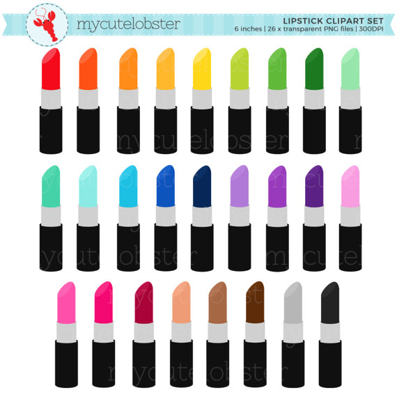 570x570 Rainbow Lipstick Clipart Set