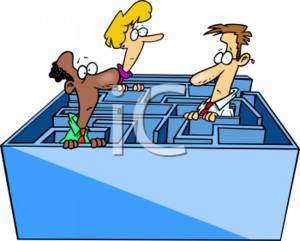 300x241 Clipart Of A Business People Standing In A Cubicle Maze