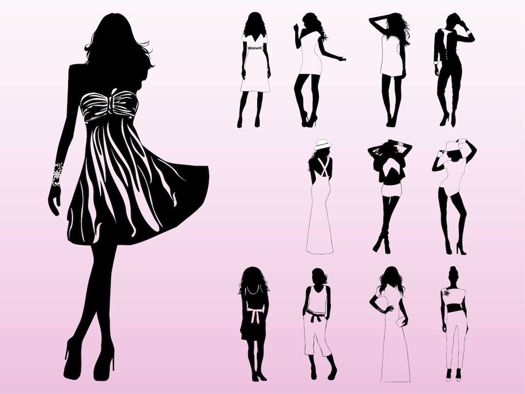 1024x768 Clip Art Black And White Runway Fashion Clipart